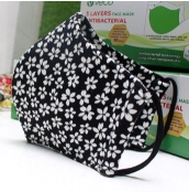 VECO 3-Layer Cotton Face Mask Black and White Flower